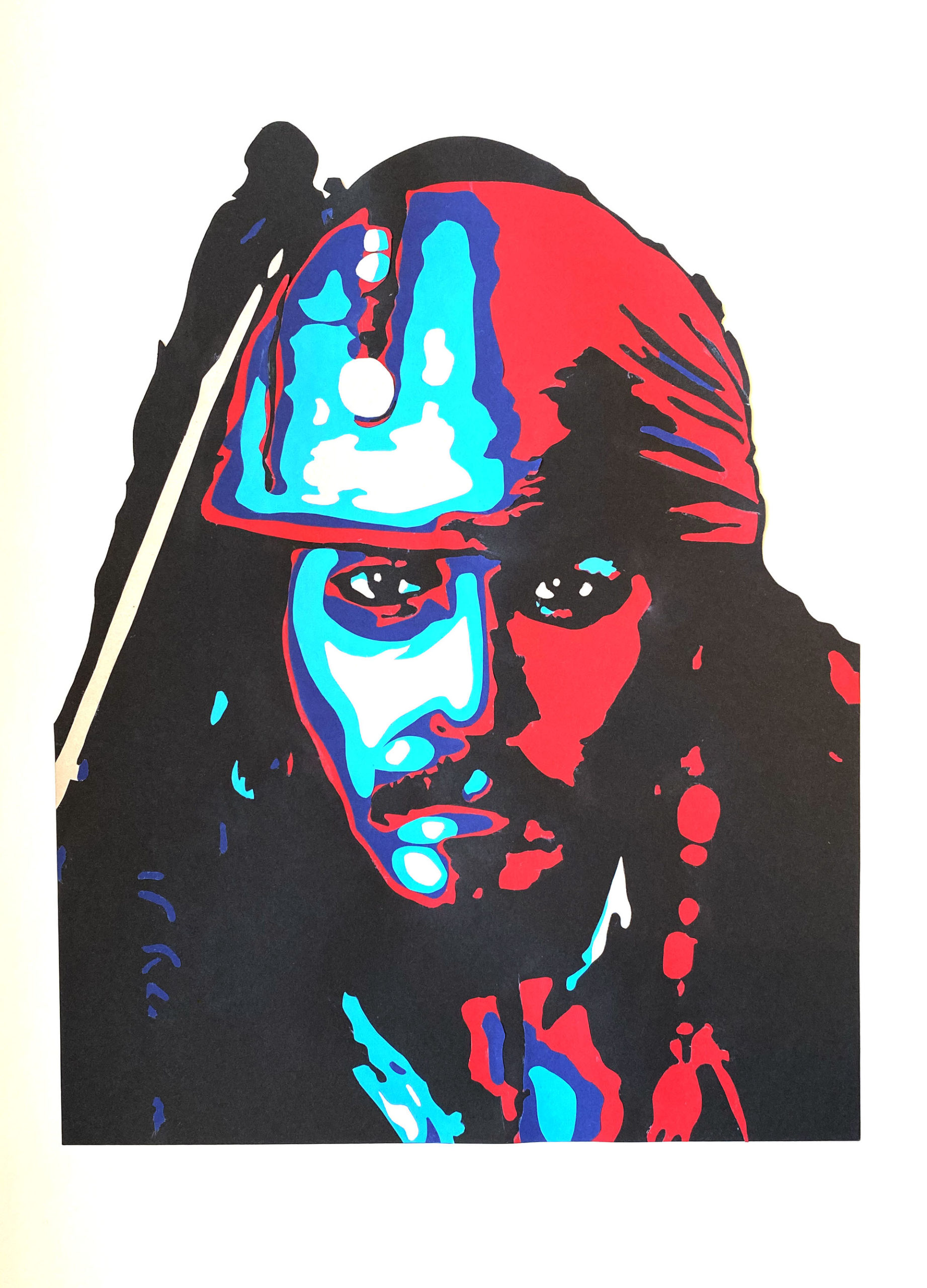 Layered Coloured Card art of Captain Jack Sparrow