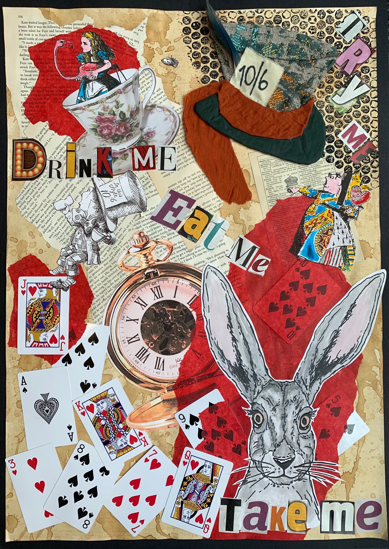 Mixed Media Collage of Alice in Wonderland